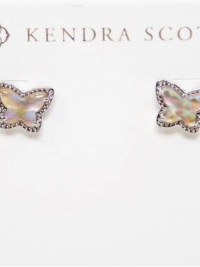 Kendra Scott Iridescent Abalone Butterfly Stud Earrings - Silver